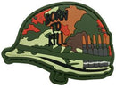 Born To Kill Helmet Morale Patch BTK-CM front view – 2.95″ x 2.17″ woodland camo helmet 3D PVC patch