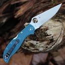 Spyderco Stretch 2 XL Lightweight – 3.99" Satin K390 PlainEdge Blade, Blue FRN Handles – C258FPK390