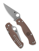 Spyderco Paramilitary 2 Lightweight C81PBN15V2 – 3.47″ satin CPM 15V clip point folding knife, open and closed views
