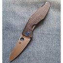 Spyderco Drunken – 3.5" S90V Stonewashed Plain Blade, Carbon Fiber/Titanium Handles, Frame Lock – C235CFTIP