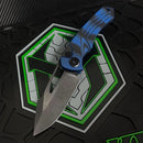 Heretic Pariah Manual 3.77" Drop Point DLC CPM-Magnacut Blue/Black G-10 Handles