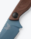 Benchmade Dacian 203BT-03 3.54" Blue Cerakote CPM-Magnacut Brown Canvas Micarta Handles Ambidextrous Leather/Boltaron Sheath