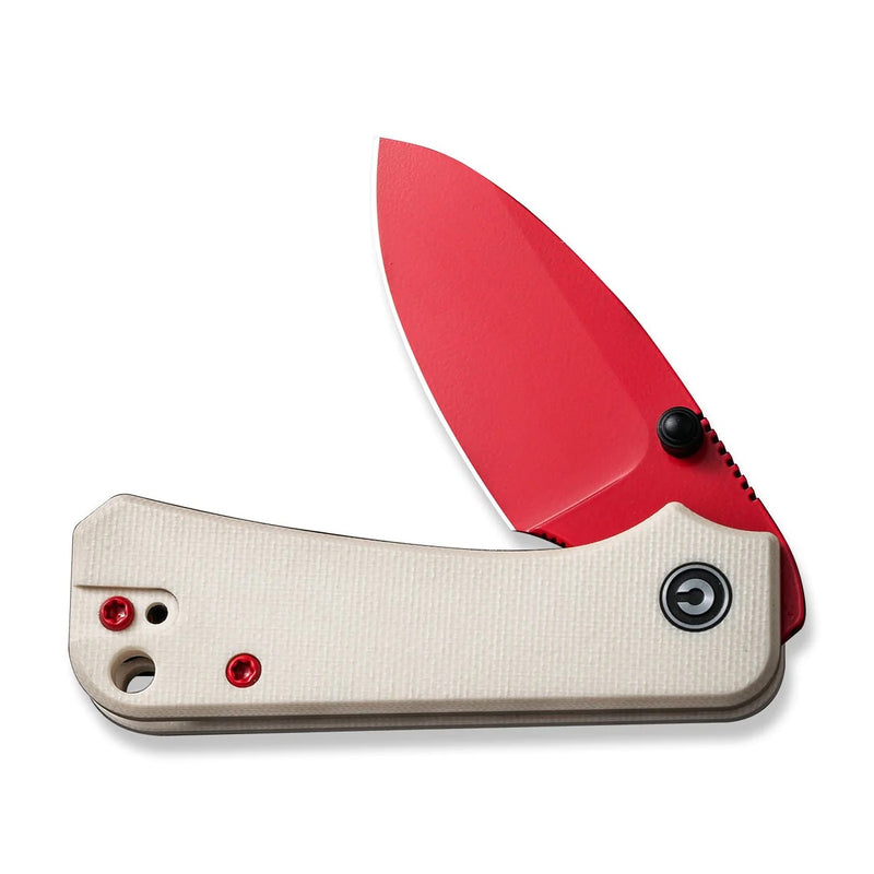 Civivi Baby Banter EDC Folding Knife 2.34in Nitro-V Red Blade Blade Ivory G10 Handles (C19068S-7)