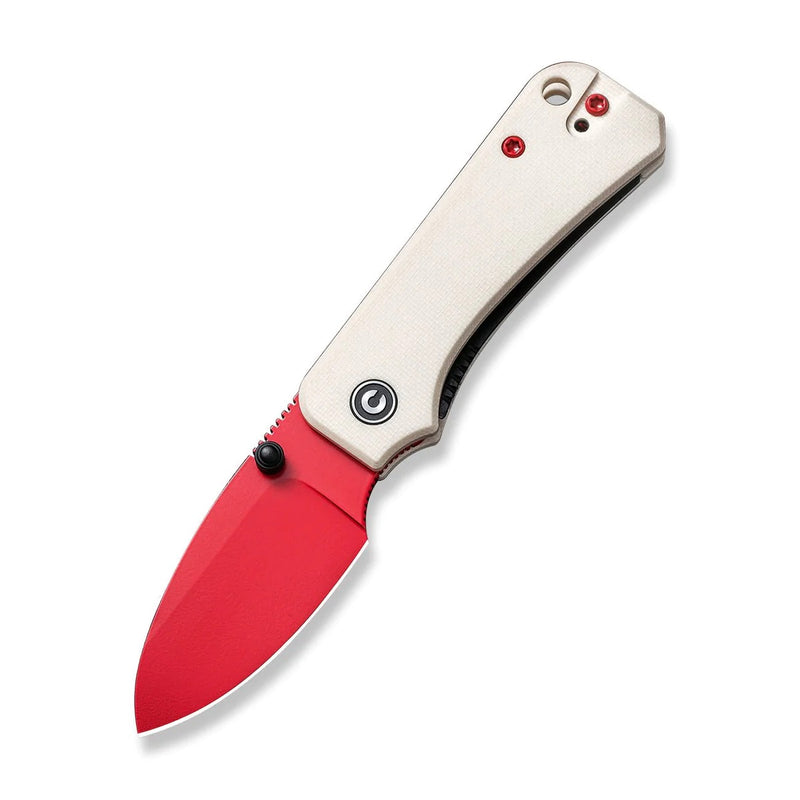 Civivi Baby Banter EDC Folding Knife 2.34in Nitro-V Red Blade Blade Ivory G10 Handles (C19068S-7)