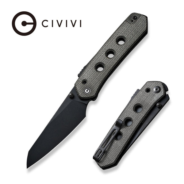 CIVIVI Vision FG Thumb Stud Knife Dark Green Canvas Micarta Handle