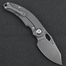 Kunwu Compadre Folding Knife – 2.95in Vanax Stonewashed Blade, Titanium Handle