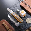 Vosteed Corgi Pup Trek Lock Knife 2.37" S35VN Satin Blade Amber PEI Handle A0723
