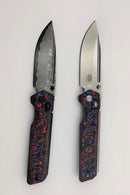 Critical Strike X504-SA-PRCF – 3.39" Satin VG10 Crossbar Lock Knife Purple/Red/Orange Carbon Fiber Exclusive