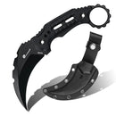 HX Outdoors Shadowfang Claw D-317 front view – 4.7" DC53 fixed blade karambit knife with Kydex sheath