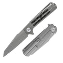 DreamTech D3403C front view – 3.54″ M390 folding knife with titanium and carbon fiber handle