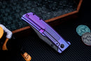 Bison Blackwash CPM S35VN Purple Anodized Titanium with Frag Pattern