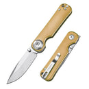 DreamTech D4245 D4245TVGR front view – 4.02" VG10 drop point folding knife with gold anodized titanium handle and button lock