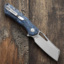 DreamTech D4507 Cleaver D4507MBL blue and black Micarta handle scales with button lock