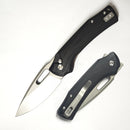 DreamTech D4542GB front view – 3.03″ D2 blade folding knife with black G10 handle