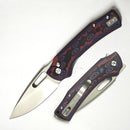 DreamTech D4542MR front view – 3.03″ D2 blade folding knife with red Micarta handle