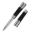 DreamTech Balisong D4548SG front view – 4.21" 7Cr17 butterfly knife with gray TC4 titanium and 7075 aluminum handles