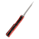 Tenable Bömbur T1054C2 – 3.53" Blackwash D2 Drop Point Blade, Dark Red F10 Handle with Frag Pattern