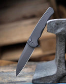 Pro-Tech Knives Malibu Folding Knife DLC Black Magnacut Blade Black Dragon Scale Textured Handles