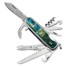 HX Outdoors DAMASK CAMPHOR DD-14B front view – 9-in-1 VG10 Damascus EDC multi-tool