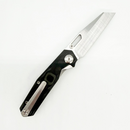 Divo Knives Small Boy clip side, showing the steel tip-up pocket clip and Black Pearl camo carbon fiber handle