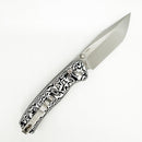 Dreamtech D4508MBW – 14C28N Tanto Crossbar Lock Knife Black / White Micarta