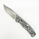 Dreamtech D4508MBW – 14C28N Tanto Crossbar Lock Knife Black / White Micarta