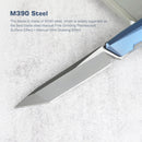Remette RT-ELIGO EGA4 blade detail – handmade satin and pearlescent M390 tanto