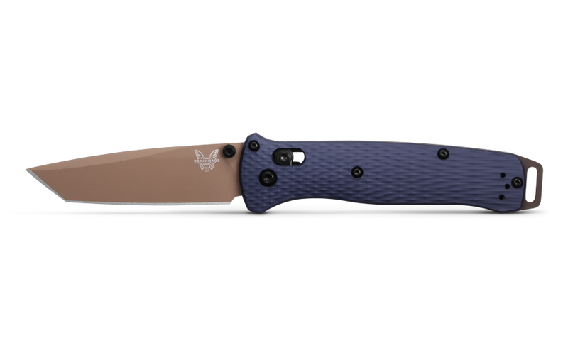 Benchmade 537FE-02 Bailout AXIS Folding Knife 3.38" CPM-M4 Flat Dark Earth Tanto Plain Blade, Crater Blue Aluminum Handles