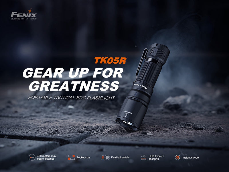 Fenix TK05R Flashlight – 1000 Lumens, High-Candela Beam