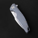 FerraMonster AURORA RAYS FM23002-D – 3.46" M390 Drop Point Blue Titanium Frame Lock Knife