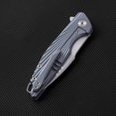 FerraMonster AURORA RAYS FM23002-D – 3.46" M390 Drop Point Blue Titanium Frame Lock Knife