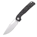 FerraMonster FERROX FM23006-B – 3.5" M390 Satin Blade, Dark Matter Black FatCarbon & Titanium Frame Lock Knife
