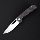 FerraMonster FERROX FM23006-B – 3.5" M390 Satin Blade, Dark Matter Black FatCarbon & Titanium Frame Lock Knife