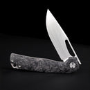 FerraMonster FERROX FM23006-B – 3.5" M390 Satin Blade, Dark Matter Black FatCarbon & Titanium Frame Lock Knife