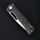 FerraMonster FERROX FM23006-B – 3.5" M390 Satin Blade, Dark Matter Black FatCarbon & Titanium Frame Lock Knife
