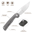 FerraMonster FERROX FM23006-B – 3.5" M390 Satin Blade, Dark Matter Black FatCarbon & Titanium Frame Lock Knife