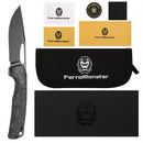 FerraMonster FERROX FM23006-C – 3.5" Black Stonewash M390 Blade, Dark Matter Green FatCarbon & Titanium Frame Lock Knife