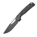 FerraMonster FERROX FM23006-C – 3.5" Black Stonewash M390 Blade, Dark Matter Green FatCarbon & Titanium Frame Lock Knife