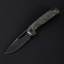 FerraMonster FERROX FM23006-C – 3.5" Black Stonewash M390 Blade, Dark Matter Green FatCarbon & Titanium Frame Lock Knife