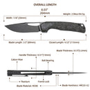 FerraMonster FERROX FM23006-C – 3.5" Black Stonewash M390 Blade, Dark Matter Green FatCarbon & Titanium Frame Lock Knife