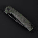 FerraMonster FERROX FM23006-C – 3.5" Black Stonewash M390 Blade, Dark Matter Green FatCarbon & Titanium Frame Lock Knife