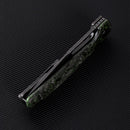 FerraMonster FERROX FM23006-C – 3.5" Black Stonewash M390 Blade, Dark Matter Green FatCarbon & Titanium Frame Lock Knife