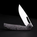 FerraMonster FERROX FM23006-E – 3.5" M390 Satin Blade, Dark Matter Purple FatCarbon & Titanium Frame Lock Knife