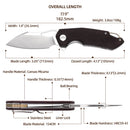 FerraMonster Glideman CP FM23003CP-B – 3.05" Satin 154CM Blade, Red Micarta Liner Lock EDC Knife