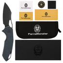 FerraMonster Glideman CP FM23003CP-C – 3.05" Black Stonewash 154CM Blade, Blue Micarta Liner Lock EDC Knife