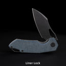 FerraMonster Glideman CP FM23003CP-C – 3.05" Black Stonewash 154CM Blade, Blue Micarta Liner Lock EDC Knife