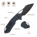 FerraMonster Glideman CP FM23003CP-C – 3.05" Black Stonewash 154CM Blade, Blue Micarta Liner Lock EDC Knife