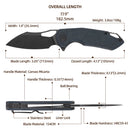 FerraMonster Glideman CP FM23003CP-C – 3.05" Black Stonewash 154CM Blade, Blue Micarta Liner Lock EDC Knife