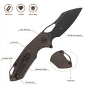 FerraMonster Glideman CP FM23003CP-D – 3.05" Black Stonewash 154CM Blade, OD Green Micarta Liner Lock Knife