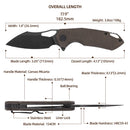 FerraMonster Glideman CP FM23003CP-D – 3.05" Black Stonewash 154CM Blade, OD Green Micarta Liner Lock Knife